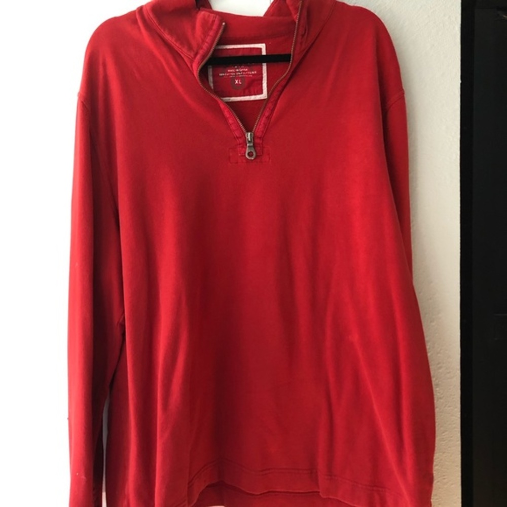 Martin & Osa Mens XL Red Quarter Zip Pullover Sweatshirt Mock Neck Cotton